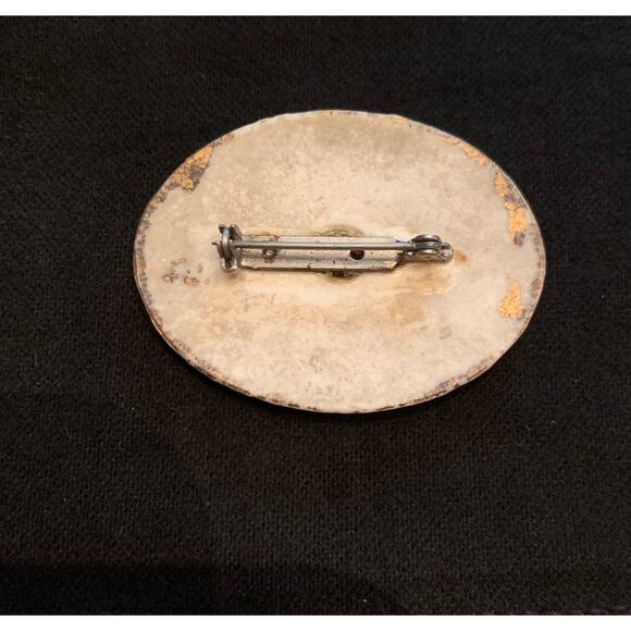 Vintage Porcelain Floral Motif Brooch with Screw Back Earrings - Picture 6 of 7